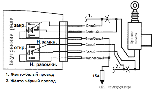 Схема электропроводки от реле к актуаторам