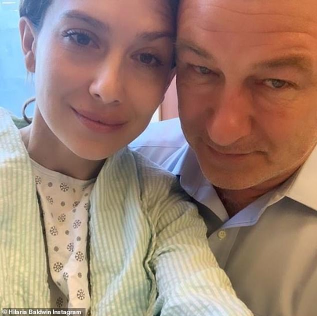 Looking back: Hilaria Baldwin reposted a throwback photo from her D&C surgery on Thursday as part of her paid partnership with the bodycare brand Nivea
