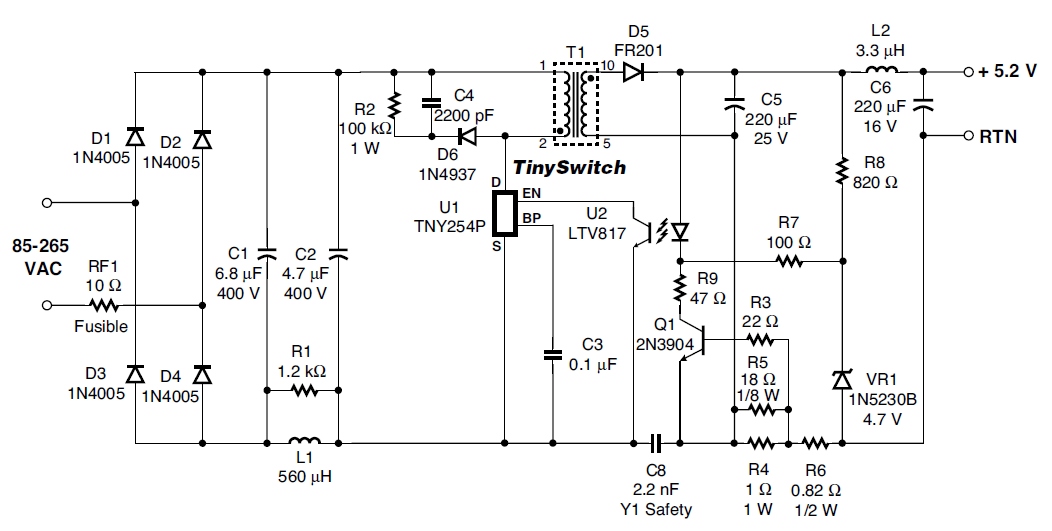 Tny175pn схема включения