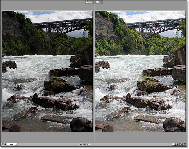 The first of the Before and After views in Camera Raw. 