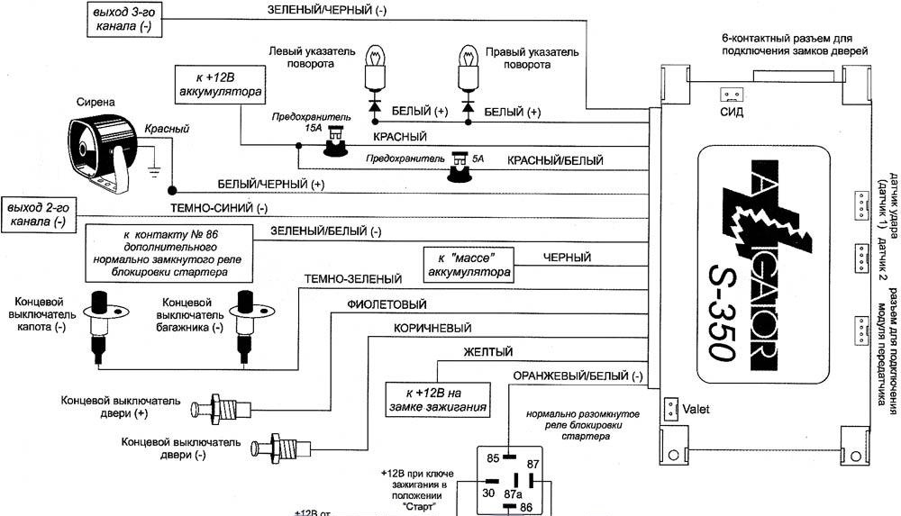 Схема подключения сигнализации 
