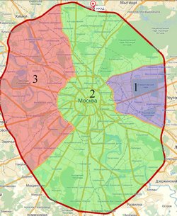Зоны доставки по Москве и области